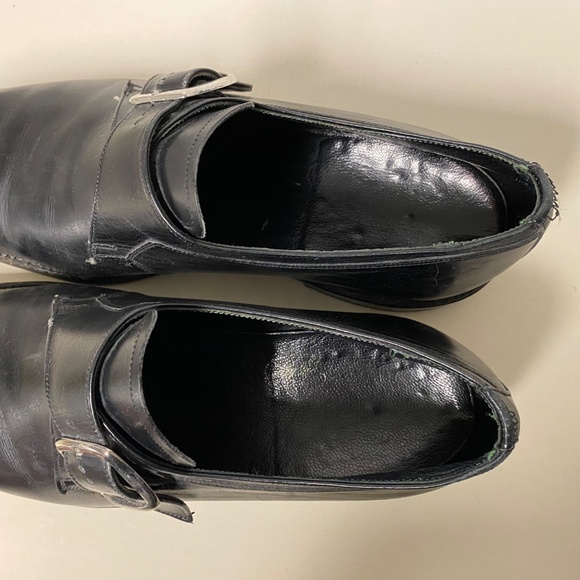Florsheim Size 8.5 C Royal Imperial Monk Strap Buckle Shoes Black Smooth Leather - Picture 14 of 14